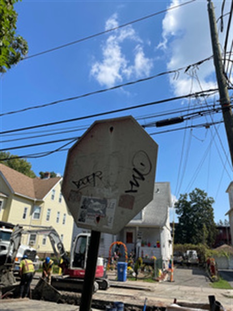 Damaged stop sign