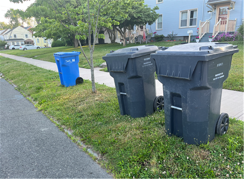 Trash bins out for collection