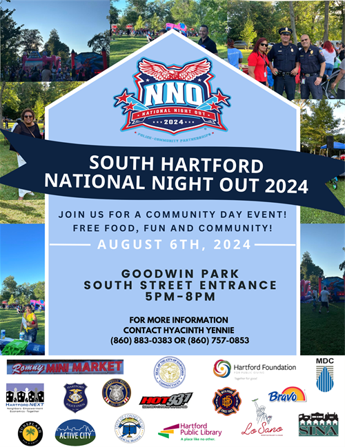 South Hartford National Night Out at Goodwin Park English Flyer