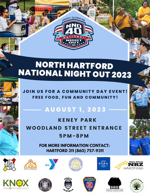 North Hartford National Night Out 2023 English Flyer