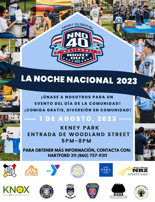 North Hartford National Night Out 2023 Spanish Flyer